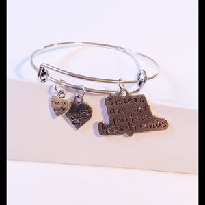Sisters Best Friend Charm Bracelet Silver-tone